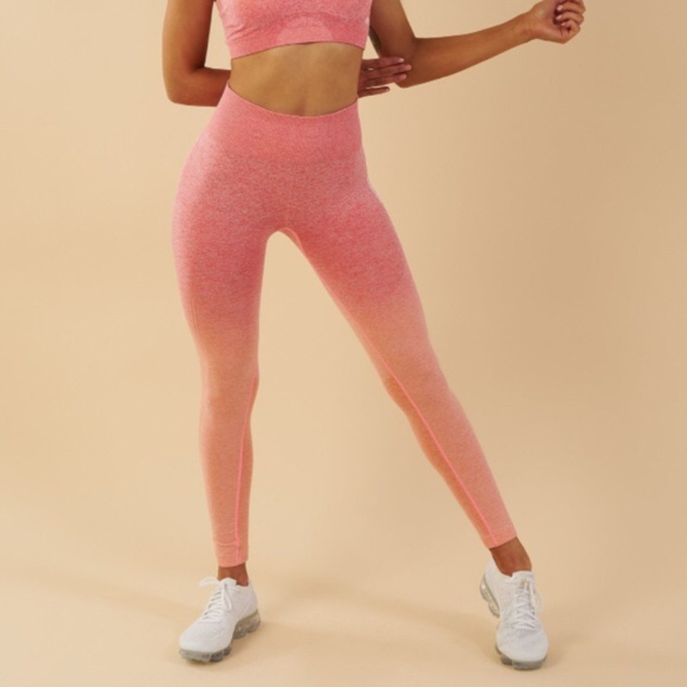 Gymshark Ombre Seamless Leggings - Pink Coral (M)